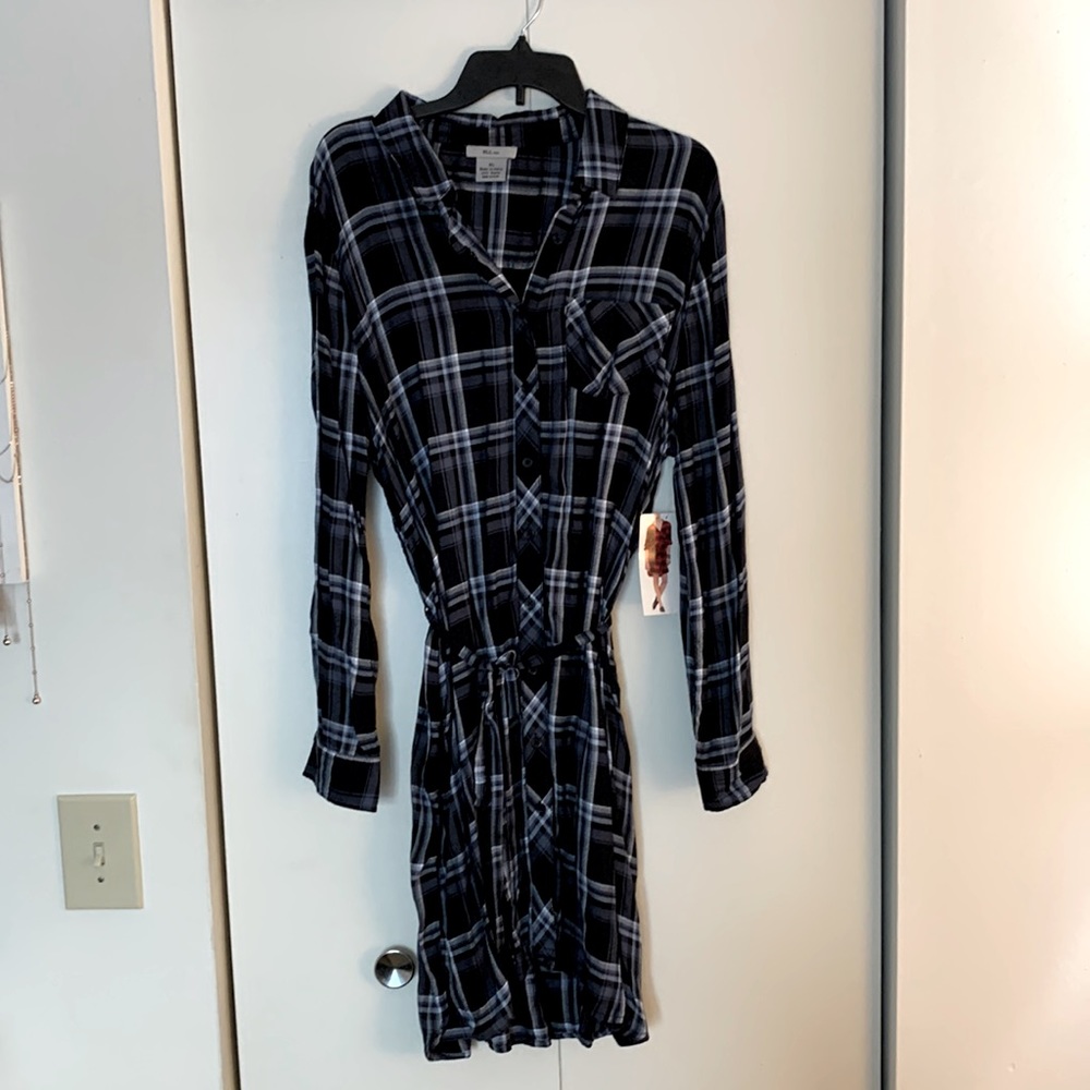Casual blue plaid dress
